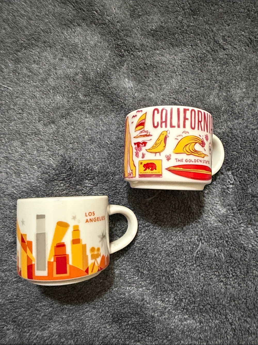 California & Los Angeles Souvenir by Starbucks mini cups - Yellow and Red Design